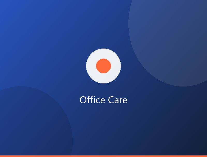 Cleaner sanitising a modern open-plan office